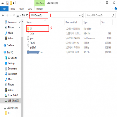 USB-Stick preparation for BIOS refresh under UEFI mode